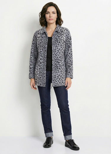Blouson zippé maille polaire imprimée Argent/Noir