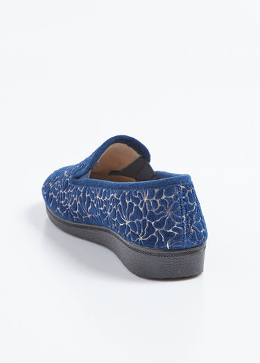 Chaussons élastiqués grande largeur Marine