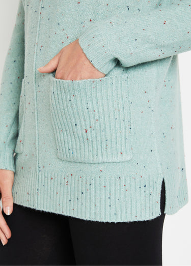 Pull-tunique chaud moucheté col roulé Vert