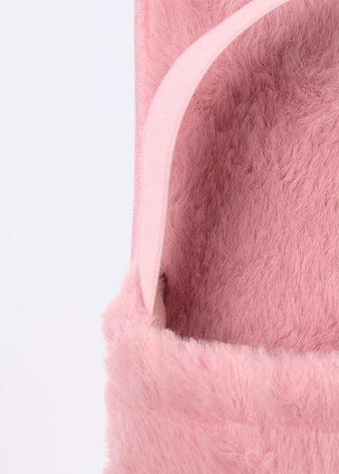 Chaussons mules élastiqués maille peluche Rose