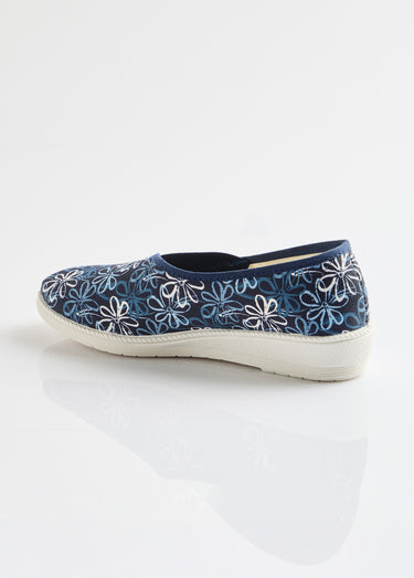 Chaussons ballerines élastiquée imprimées Marine