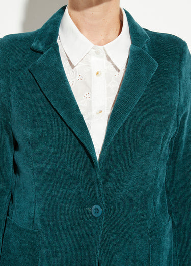 Veste col tailleur en velours reliefé Vert