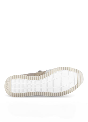 Baskets sportwear en cuir, lacets et zips Beige