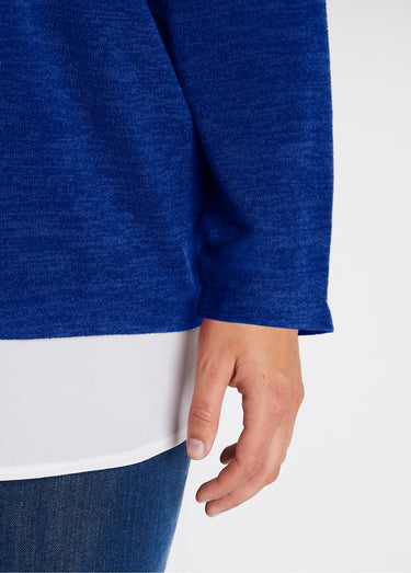 T-shirt mi-long effet 2 en 1 Bleu