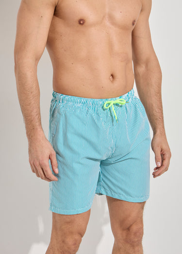 Short de bain à rayures fines Raye Vert
