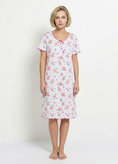 Chemise de nuit coton manches courtes Rose/Peche