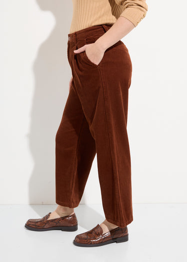 Pantalon large velours, spécial PETITE Marron