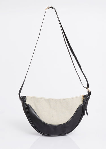 Sac demi lune toile et simili cuir Noir