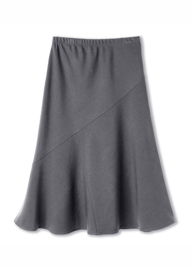 Jupe longue évasée tissu extensible Gris