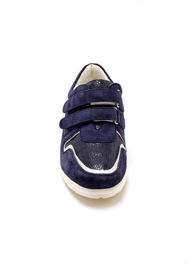 Derbies scratchés cuir largeur confort Marine