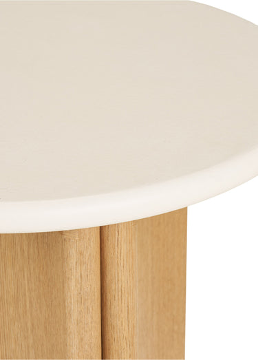 Table d'appoint frêne plateau ciment MOTRIL Blanc/Naturel