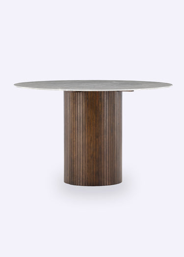 Table à manger, plateau fin et pied rond Gris Moka
