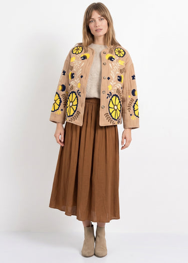 Veste matelassée inspiration bohème Camel