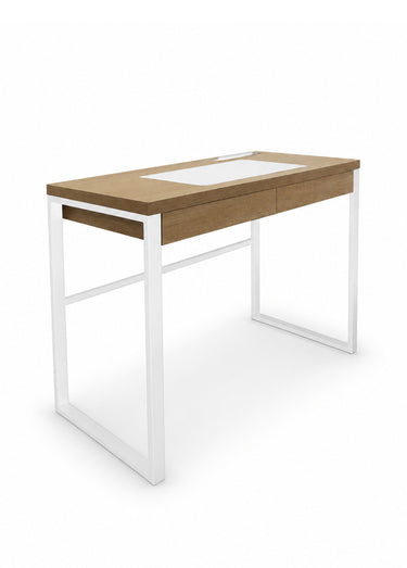 Bureau plateau bois, piètement métal Marron / Blanc