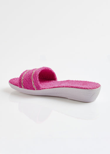 Chaussons mules compensés éponge Fuschia