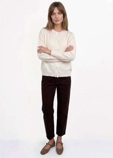 Gilet avec détails nœud perles de rocaille Ecru