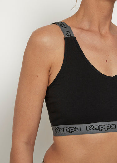 Brassière de sport bretelles logo Noir