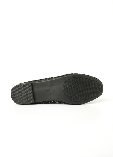 Ballerines plates avec petit talon et strass Noir
