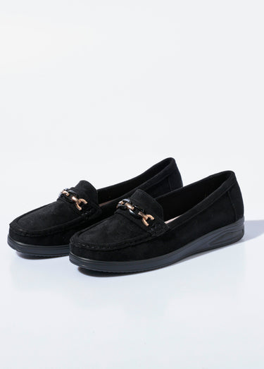 Mocassins compensés souples en suédine Noir
