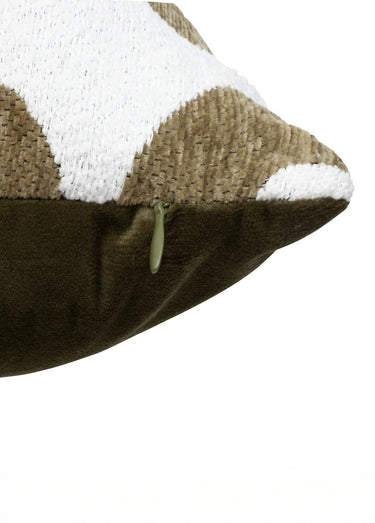 Coussin jacquard chenille, Safina Beige/Kaki