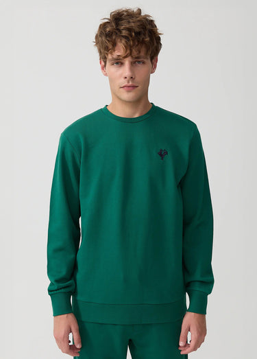 Sweat shirt en molleton avec col rond Vert Sapin