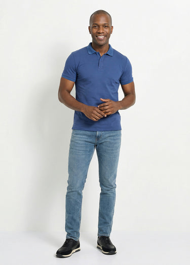 Polo homme manches courtes maille piquée Bleu