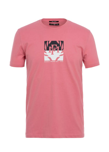 T-shirt col rond avec logo poitrine Rose