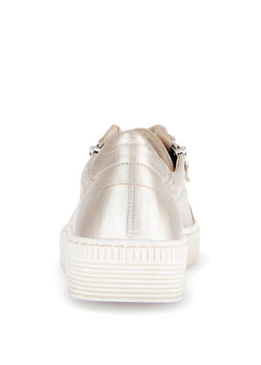 Baskets cuir avec lacets et zip, métallisé Poudré