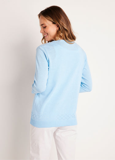 Gilet fin boutonné ajouré Ciel