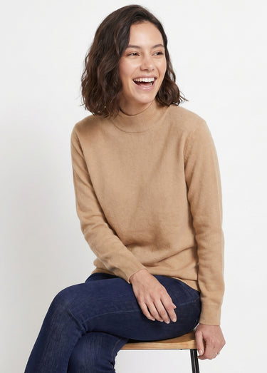 Pull chaud col montant avec laine et angora Camel