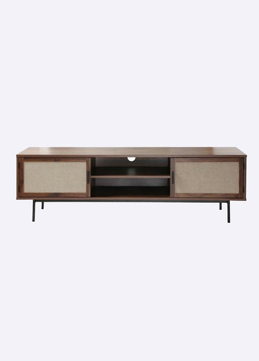 JETSON Meuble TV tissu et effet noyer Bois Fonce