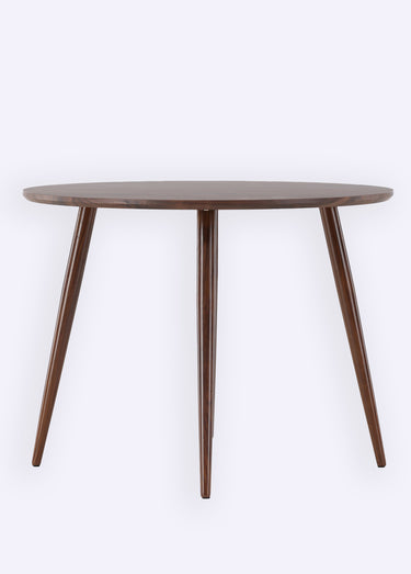 Table à manger ronde bois, pieds compas Marron Fonce