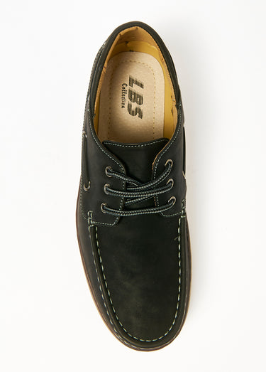 Chaussures bateau à lacets, simili cuir Noir
