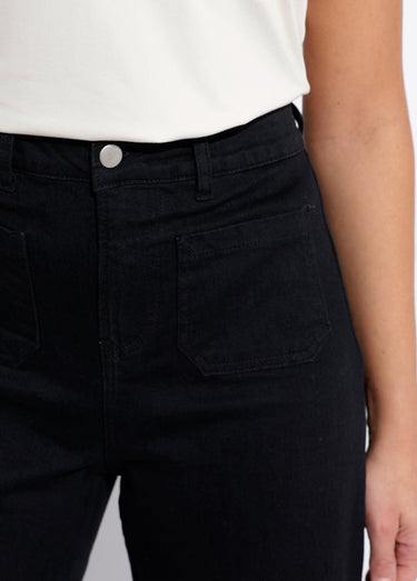 Jean 7/8ème large denim extensible 4 poches Noir