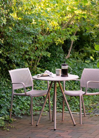 Table ronde métal pieds compas BARLETTA Taupe