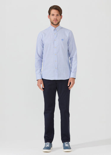 Chemise rayée manches longues col boutonné Bleu Raye