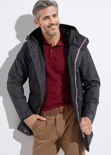Parka à capuche intérieur fourrure Noir