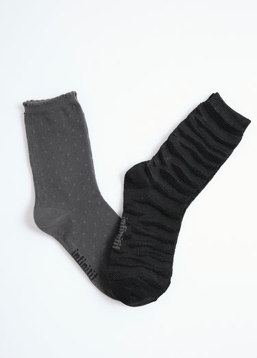 Chaussettes fines avec motifs assortis Noir/Gris