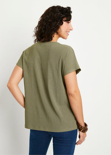 T-shirt long ample uni brodé Vert Tilleul