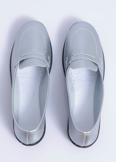 Mocassins compensés souples cuir irrisé Argent