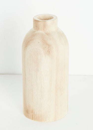 Vase en bois col étroit, forme gélule Naturel