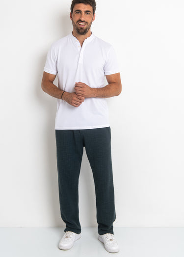 Pantalon en maille lien à la taille Bleu