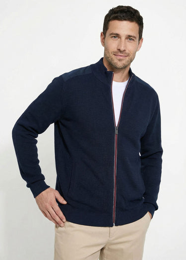 Gilet zippé col montant coton Marine