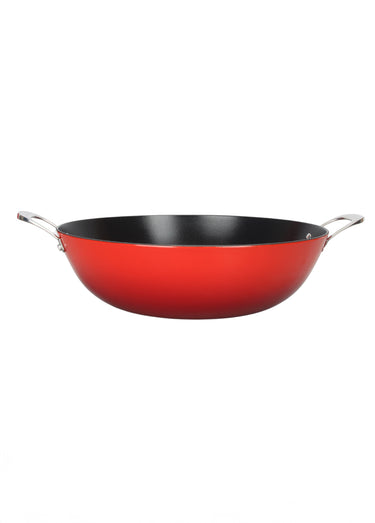 Wok 36cm fonte tous feux antiadhésive Rouge