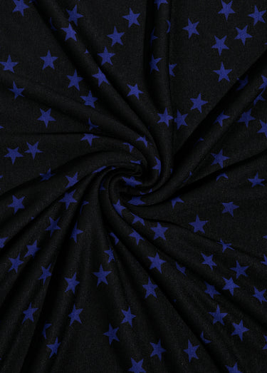 Coupon tissu habillement jersey, étoiles Noir/Violet