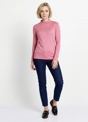 Sous-pull chaud col roulé maille interlock unie Bruyere