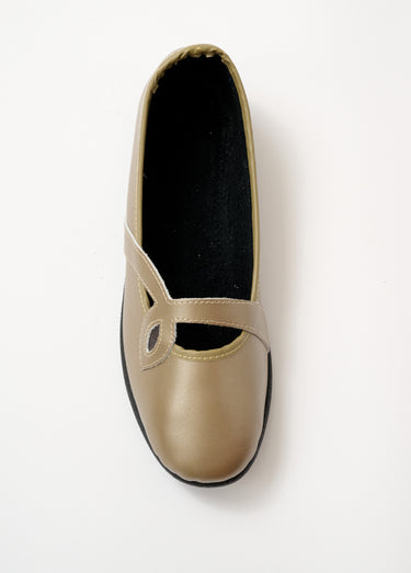 Ballerines croisées largeur confort cuir Bronze