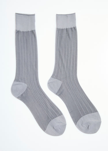 Chaussettes voile à côtes Gris Clair