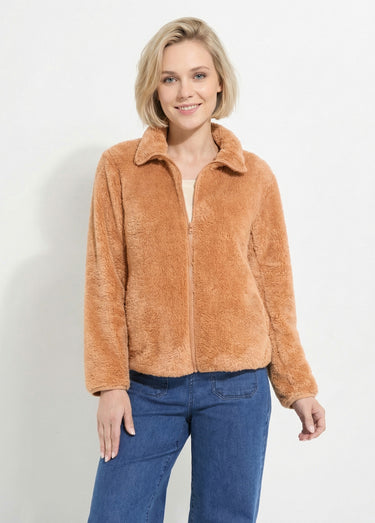 Veste fausse fourrure col montant manches longues Chamois