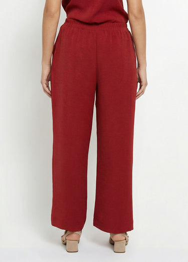 Pantalon souple texturé, noué taille Terracota